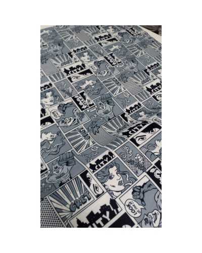 Comics fabric 150 cm high comfort printed black and white