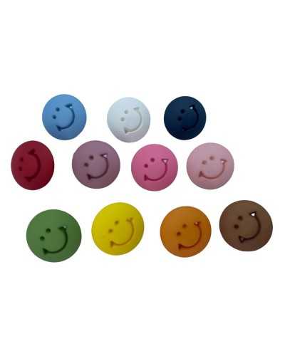 Botón Bebé Sonrisa Tallado en Resina de Color Liso 14mm