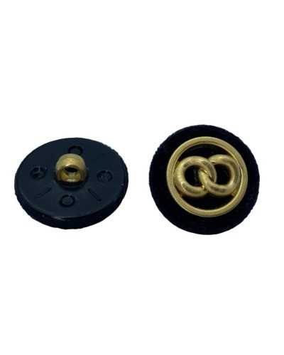 Round Black Velvet Button Design Chain Infinity Gold Plastic Buttonhole 2 Cm