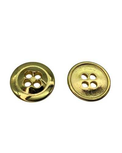 Round Shiny Gold Metal Button 4 Flat Smooth Holes 15 Mm