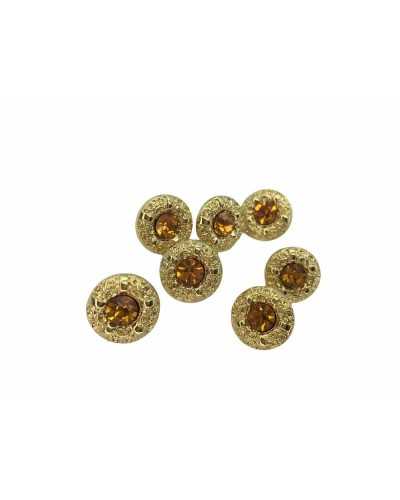 Bouton Métallisé Bijou Boutonnière Zama Or Brillant Rond 16 Mm