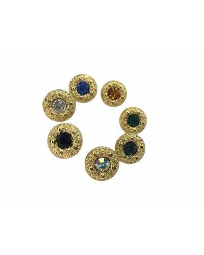 Bouton Métallisé Bijou Rond Boutonnière Zama Or Brillant 13 Mm