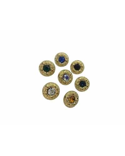 Metallized Button Jewel Round Polished Gold Zama Buttonhole 11 Mm