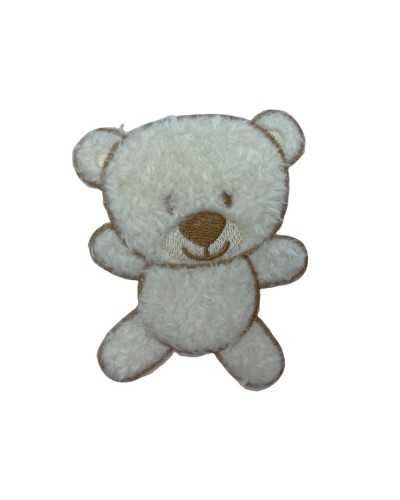 Thermoadhesive Application Chenille Embroidery Patch Marbet Baby Beige Cream Bear 80x65 Mm
