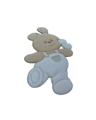 Thermoadhesive Application Baby Bear Velvet Overalls Chick White 10x6 Cm