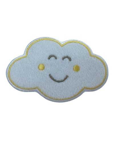 Application White Cloud Velvet Smiling Face Embroidery Cheeks 8x5 Cm