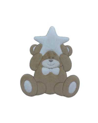 Application Iron-on Patch Embroidery Baby Chenille Velvet Teddy Bear Bow Star 14x12 Cm