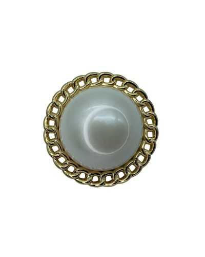 Jewel Button Convex Crown Aluminum Gold Stem Pearl Cream Central 38 Mm