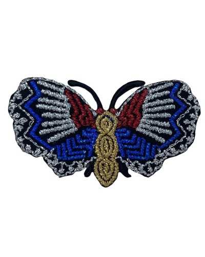 Thermoadhesive Application Marbet Patch Colored Lurex Butterfly Embroidery 55x30 Mm