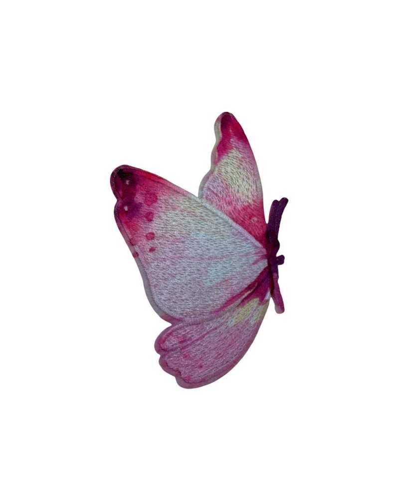 Application Gauche Ecusson Thermocollant Papillon Rose Patch 50x85 Mm