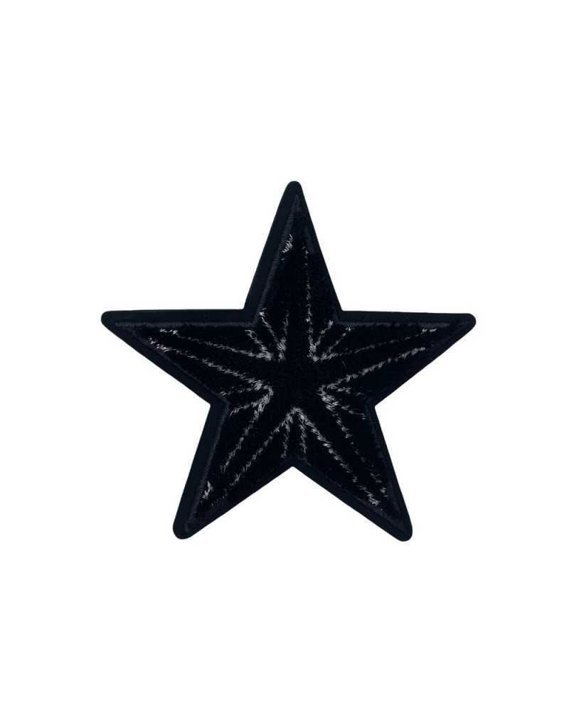 Parche Termoadhesivo Estrella Bordado Terciopelo Negro Plata Lurex 8x8 Cm