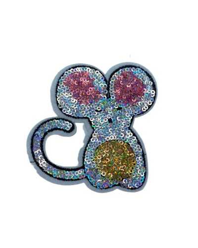 Iron-on Application Patch Mouse Sequins Embroidery Patch 8 Cm