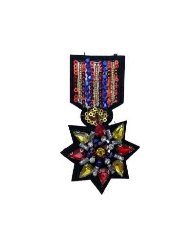 Application Sewable Fashion Coat of Arms Medal Rhinestones Sequins 9x4 Cm