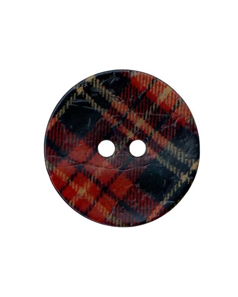 Bouton 2 Trous en Tartan Écossais Coco Rouge,Vert,Bronze, Impression Ligne 28, Mm 18