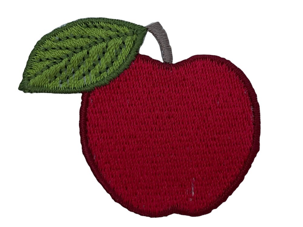 Application Patch Ecusson Thermocollant Tissu Broderie Feuille Vert Pomme  Rouge 5x4 Cm
