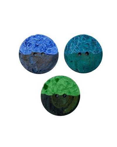 Button 2 Holes Natural Coconut Lacquered Ceramized Cm 3