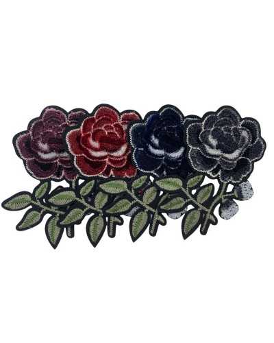 Application Iron-on Patch Flower Velvet Silk Lurex Embroidery 10.5x8 Cm