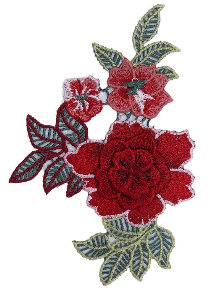Thermocollant brodé Infusion florale - petite fleur rouge