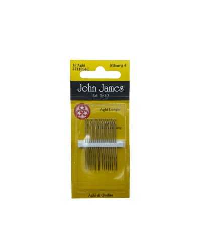 16 Aghi Taglienti Sharps Cucire a Mano Mis.4 Punta Tre Stelle John James Alti 45 Mm