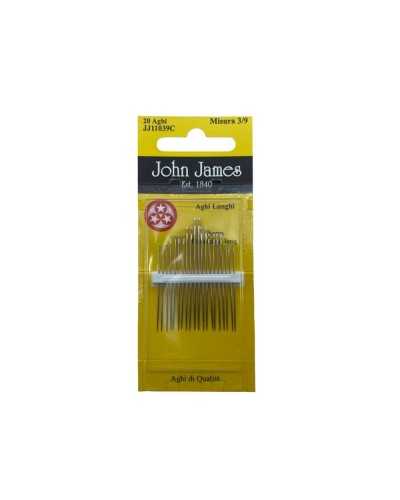 20 Aghi Misti Sharps Cucire a Mano Mis. 3/9 Punta Tre Stelle John James Alti 4,5/3,5 Cm