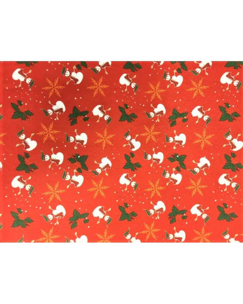 50 cm Christmas printed lenci cloth red background with snowman and clover and star 90 cm high