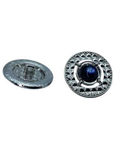 Shiny Metal Rounded Jewel Button Pearl Central Shank 25 Mm