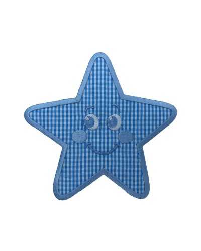 Thermoadhesive Application Patch Embroidered Smiling Star Zephir Vichy 11x11 Cm