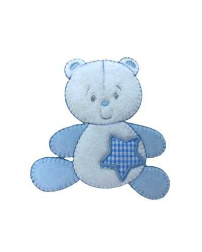 Thermoadhesive Application Baby Teddy Bear White Velvet Star 8x8 Cm