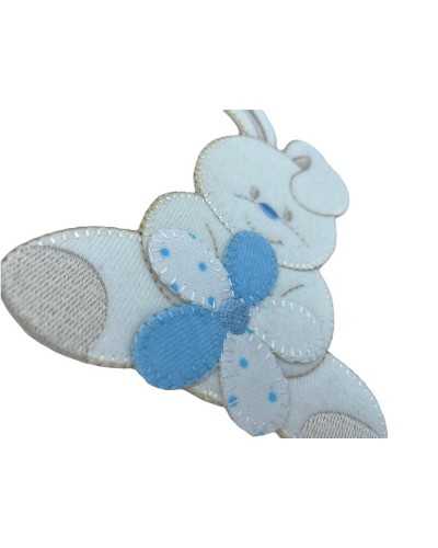Application Iron-on Patch Baby Rabbit Flower Chenille Embroidery 7x6 Cm