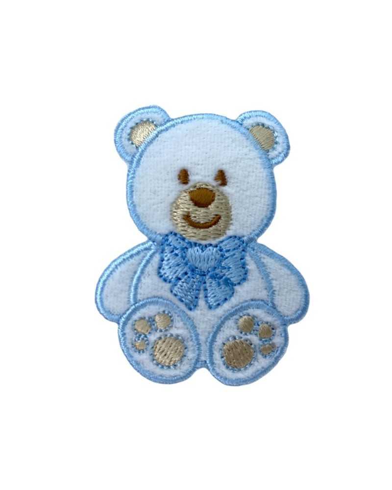 Thermoadhesive Application Marbet Patch Baby Embroidery White Velvet Teddy Bear Heart Bow 55x40 Mm