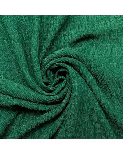 Tissu élastique brocard vert brillant modèle python 130 cm