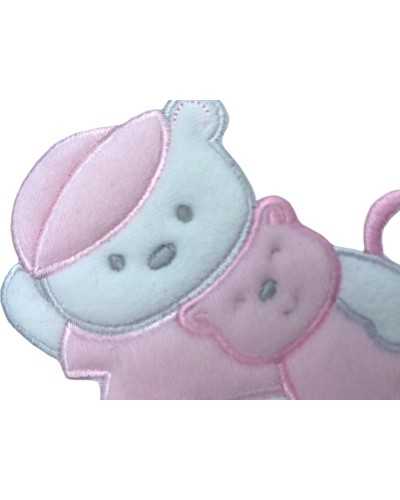 Application Iron-on Embroidery Velvet Patch Marbet Baby Birth Bear Hat Cat Base White 95x90 Mm