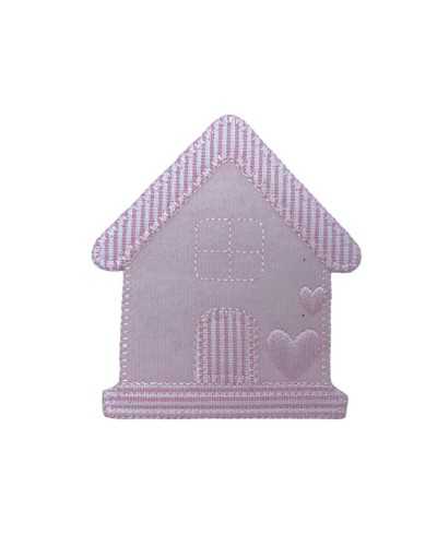 Iron-on Application Fabric Line Embroidery Heart Baby House 8x7 Cm