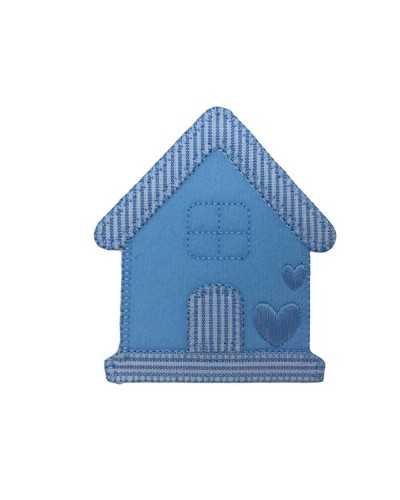 Thermoadhesive Application Fabric Line Embroidery Heart Baby House 6x5 Cm
