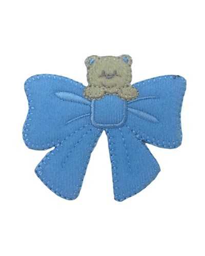 Application Iron-on Patch Baby Teddy Bear Bow Embroidery Bow Velvet Cockade 60x65 Mm