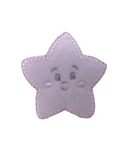 Thermoadhesive Application Velvet Patch Embroidery Star Smiley High 55 Mm