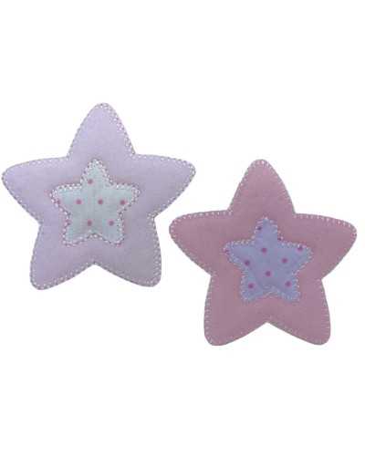 Thermoadhesive Application Patch Embroidery Baby Star Polka Dot Fabric White Base 8 Cm