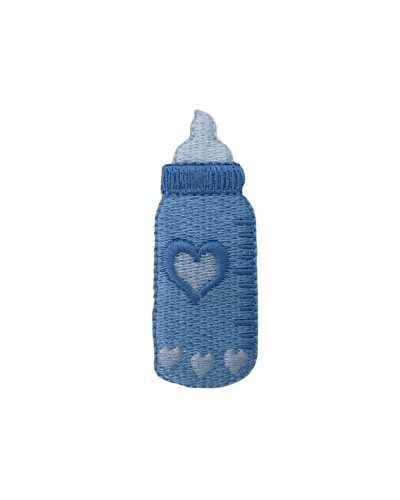 Thermoadhäsive Applikation für Babyflaschen, weiße Herzstickerei, 55 x 20 mm