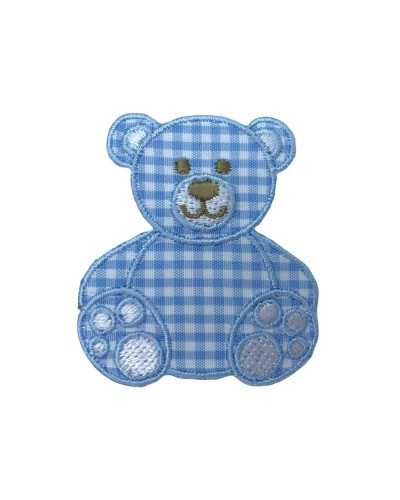 Thermoadhesive Application Embroidery Patch Teddy Bear Vichy Fabric 5 Cm High