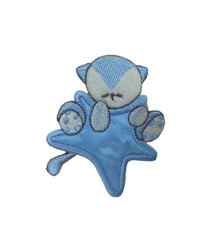 Thermoadhesive Application Embroidery Patch Cat Velvet Star Satin 7x6 Cm