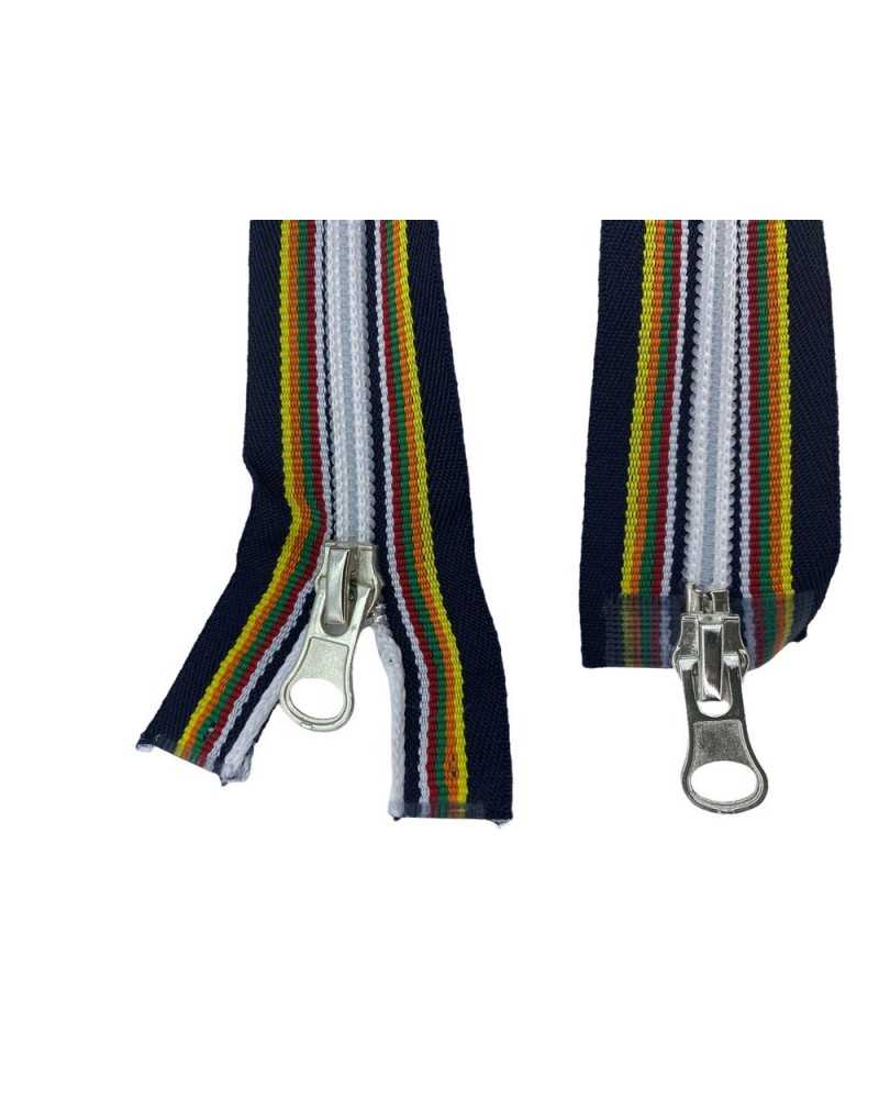 Fermeture Zip Spirale Zip Chaine 6 Multicolore Divisible Ouvrable Double 2  Curseurs Métal 80 Cm
