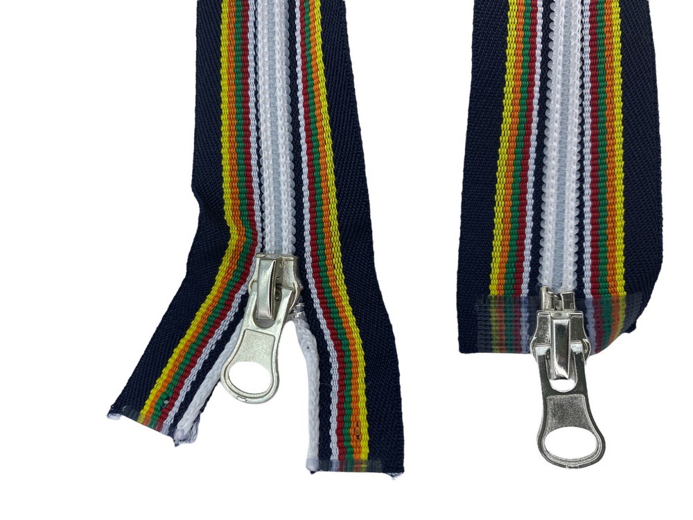 Fermeture Zip Spirale Zip Chaine 6 Multicolore Divisible Ouvrable Double 2  Curseurs Métal 80 Cm
