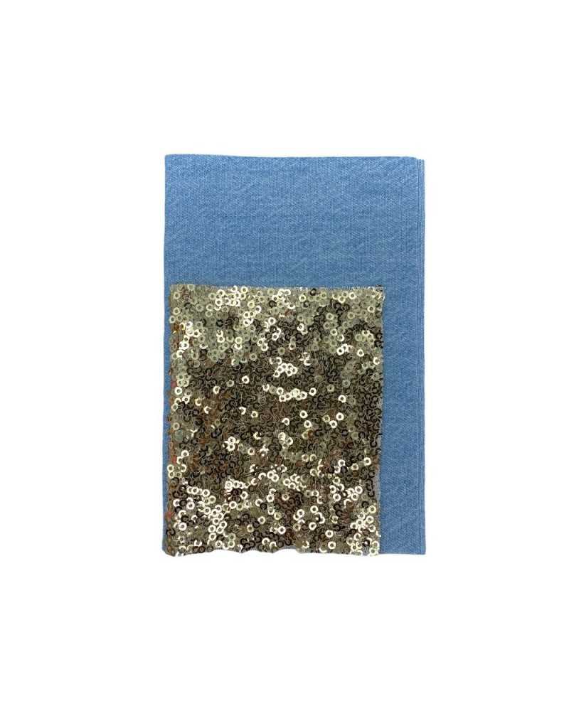 Light Blue Washed Jeans Sealer Sequins Thermoadhesive Cm 15x20