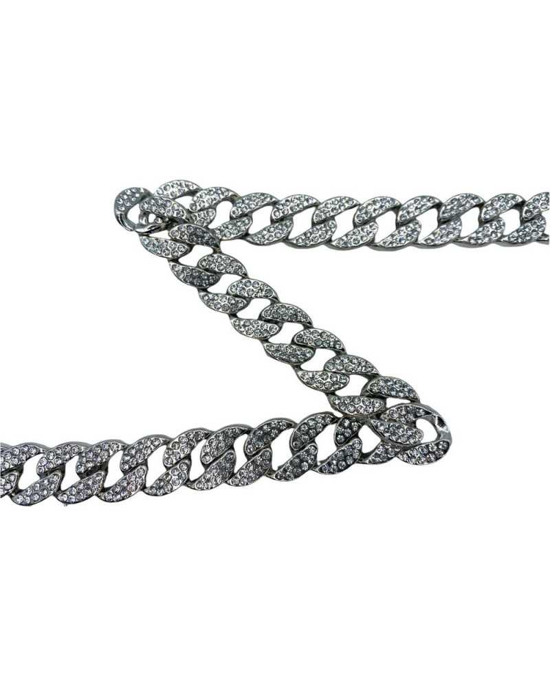 10 Cm Trimmings Jewel Chain Silver Small Rhinestones High 15 Mm
