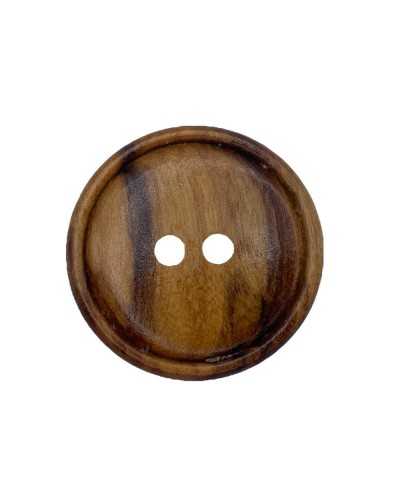 Round Flat Button 2 Holes Natural Wood 28 Mm