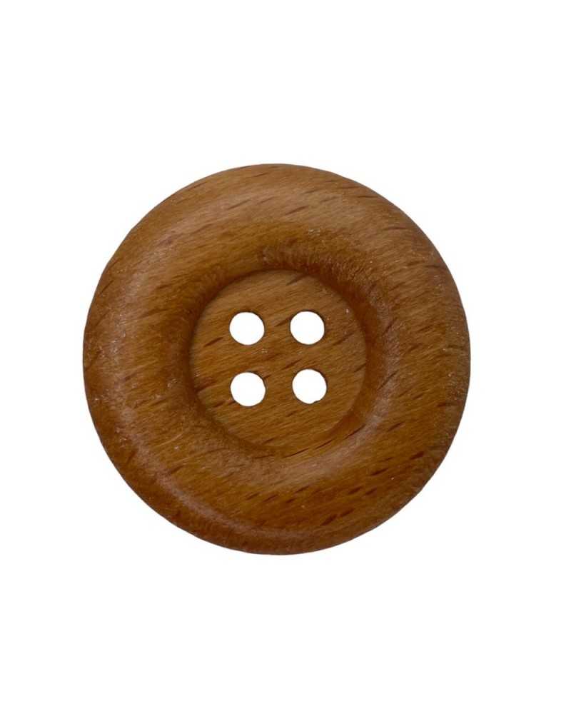 Round Convex Button 4 Holes Natural Wood 35 Mm