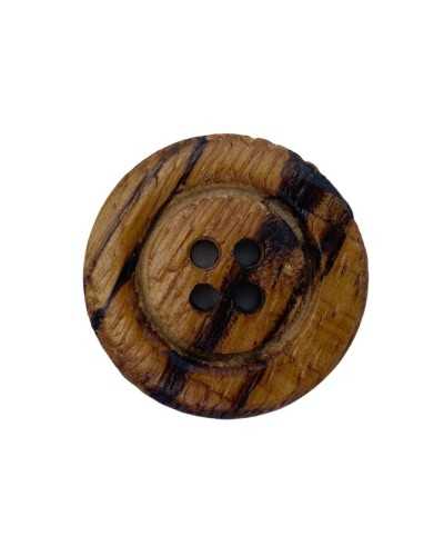 Bouton Rond Plat 4 Trous Bois Naturel 25 Mm