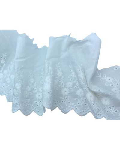 Passementerie Dentelle Sangallo Blanche Broderie Fleur Festonnée 13 Cm De Haut