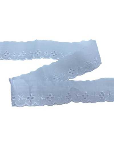 Passementerie Dentelle Sangallo Blanche Broderie Festonnée Brillante 4 Cm De Haut