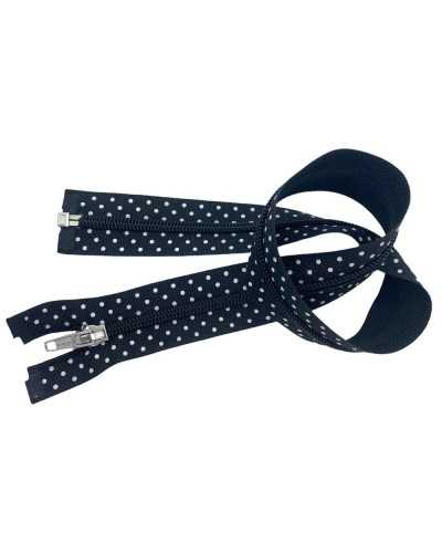 Zipper Zip Closure Black White Polka Dots Silver Cursor Detachable 55 Cm Long